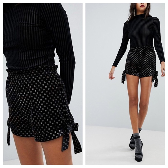 ASOS Pants - ASOS River Island Glitter Polka Dot Shorts